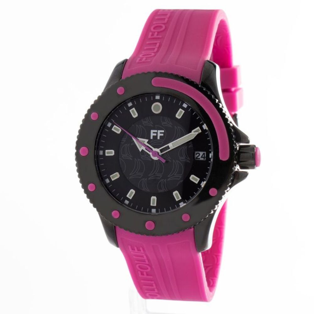 Folli Follie Pink Silicone Watch WF1Y002ZDP Men Purple Watches